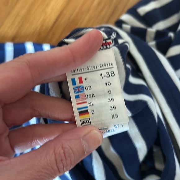 Saint James atelier navy/ white striped shirt size US 6 - Picture 3 of 3